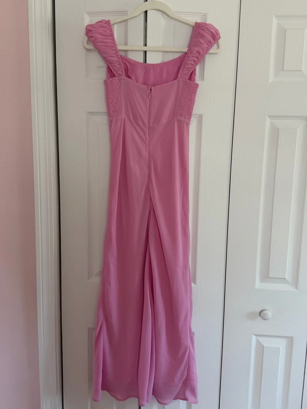 Abercrombie & Fitch Pink Ruched-Strap Maxi Dress